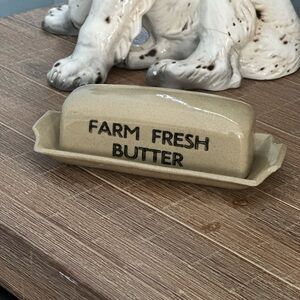 Rare Vintage Moira Farmhouse Handmade English Stoneware Butter Dish